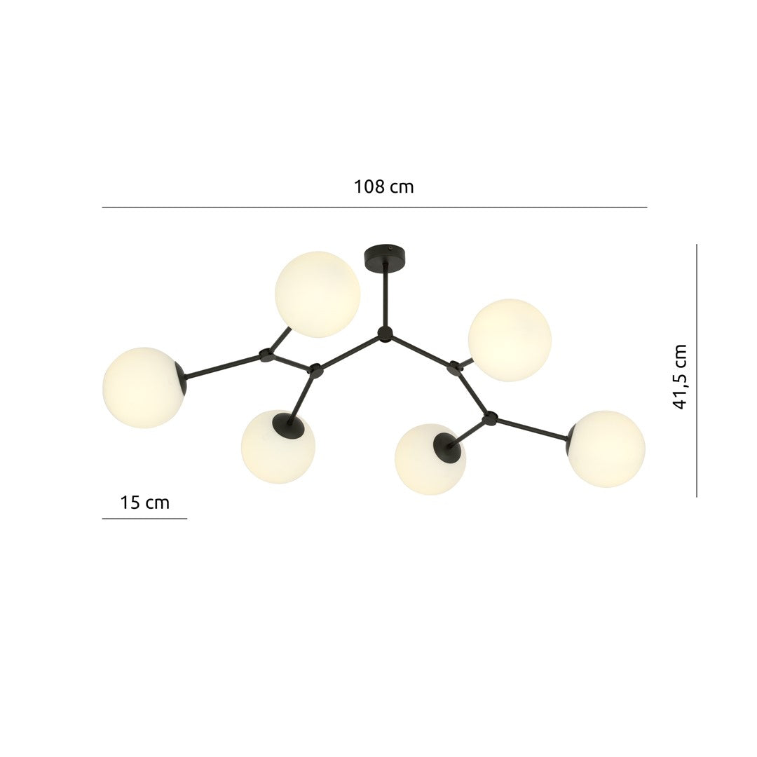 Space 6 Light Semi Flush Black & White