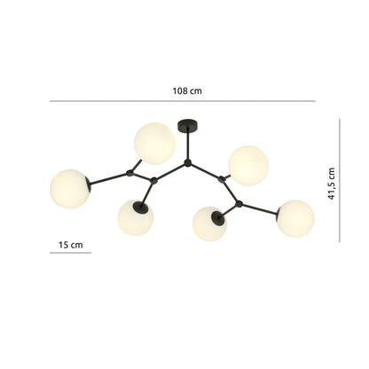 Space 6 Light Semi Flush Black & White
