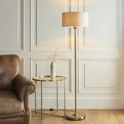Highclere 1 Light Floor Lamp - Vintage Brass