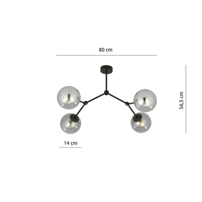 Space 4 Light Semi Flush Black & Graphite