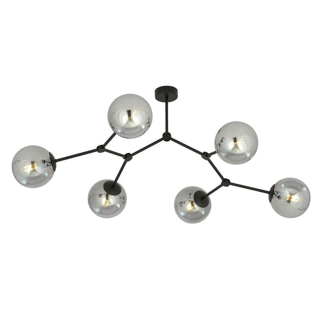 Space 6 Light Semi Flush Black & Graphite