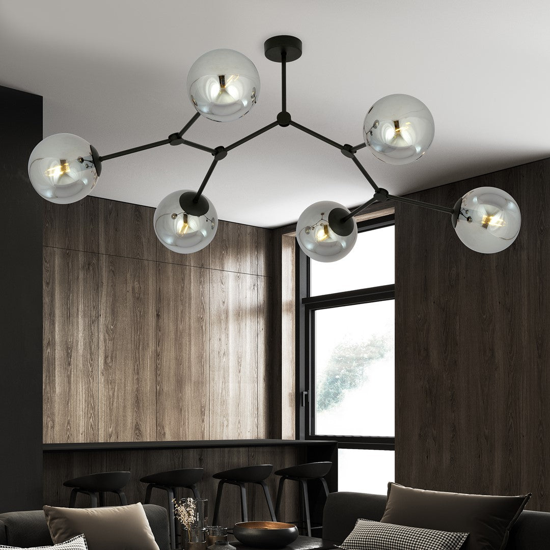 Space 6 Light Semi Flush Black & Graphite