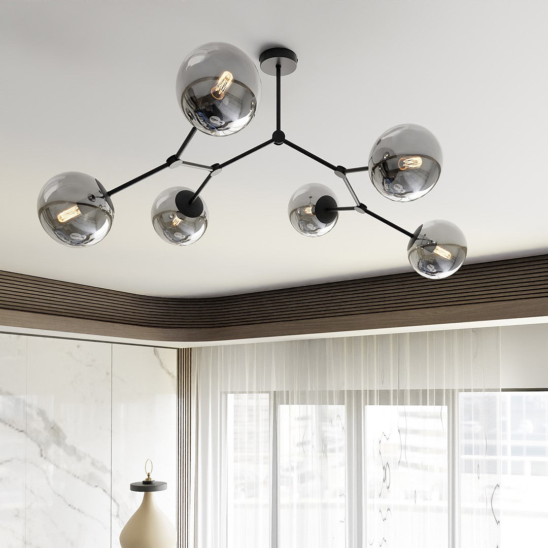Space 6 Light Semi Flush Black & Graphite