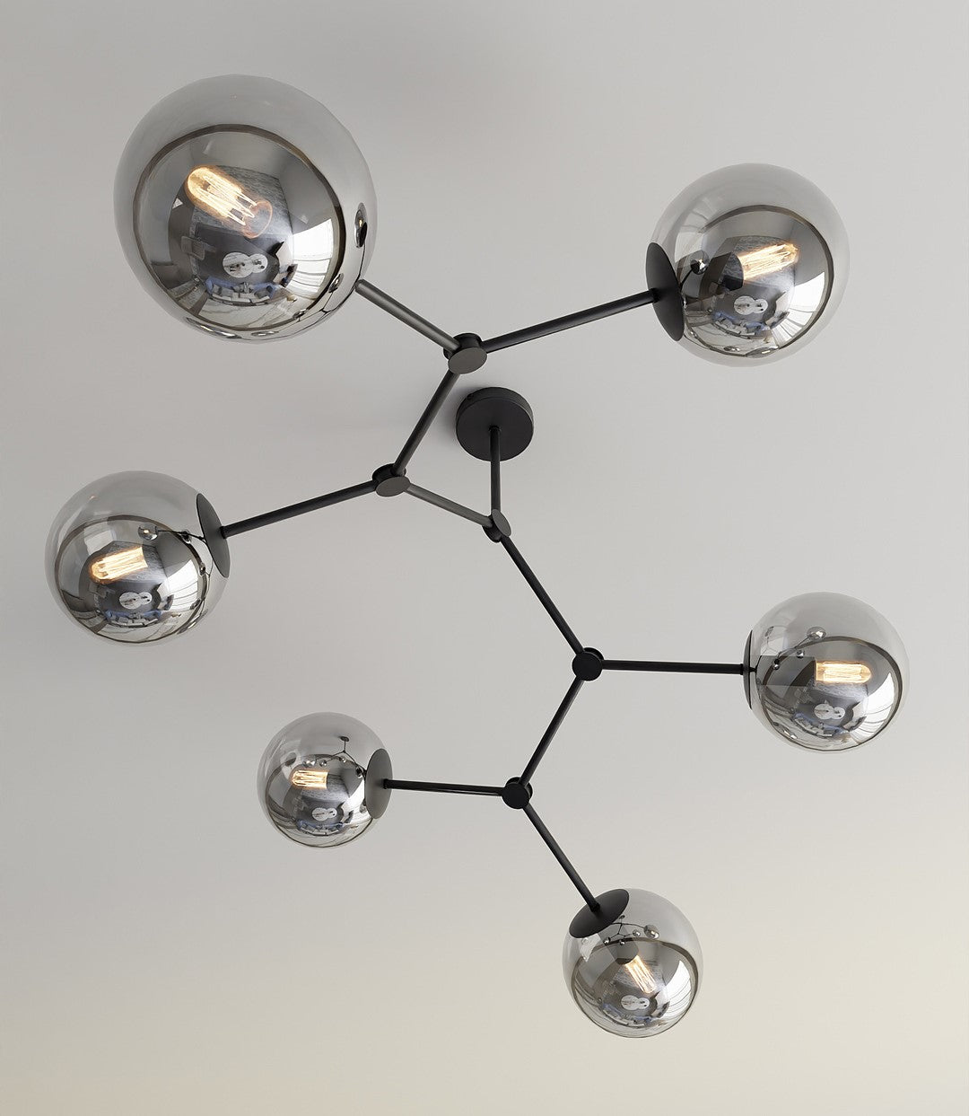 Space 6 Light Semi Flush Black & Graphite