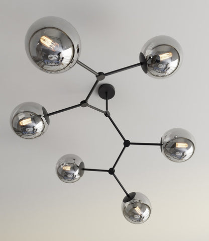 Space 6 Light Semi Flush Black & Graphite