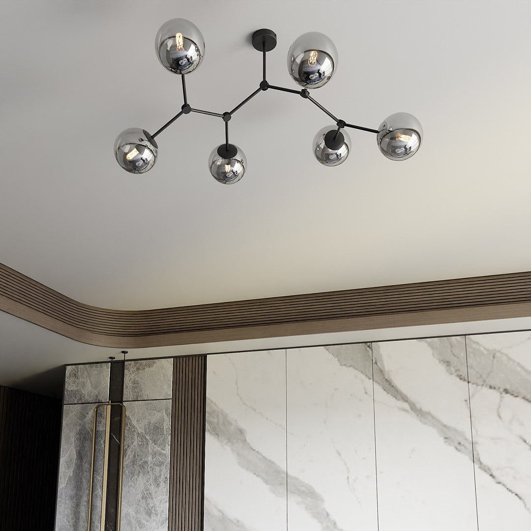 Space 6 Light Semi Flush Black & Graphite