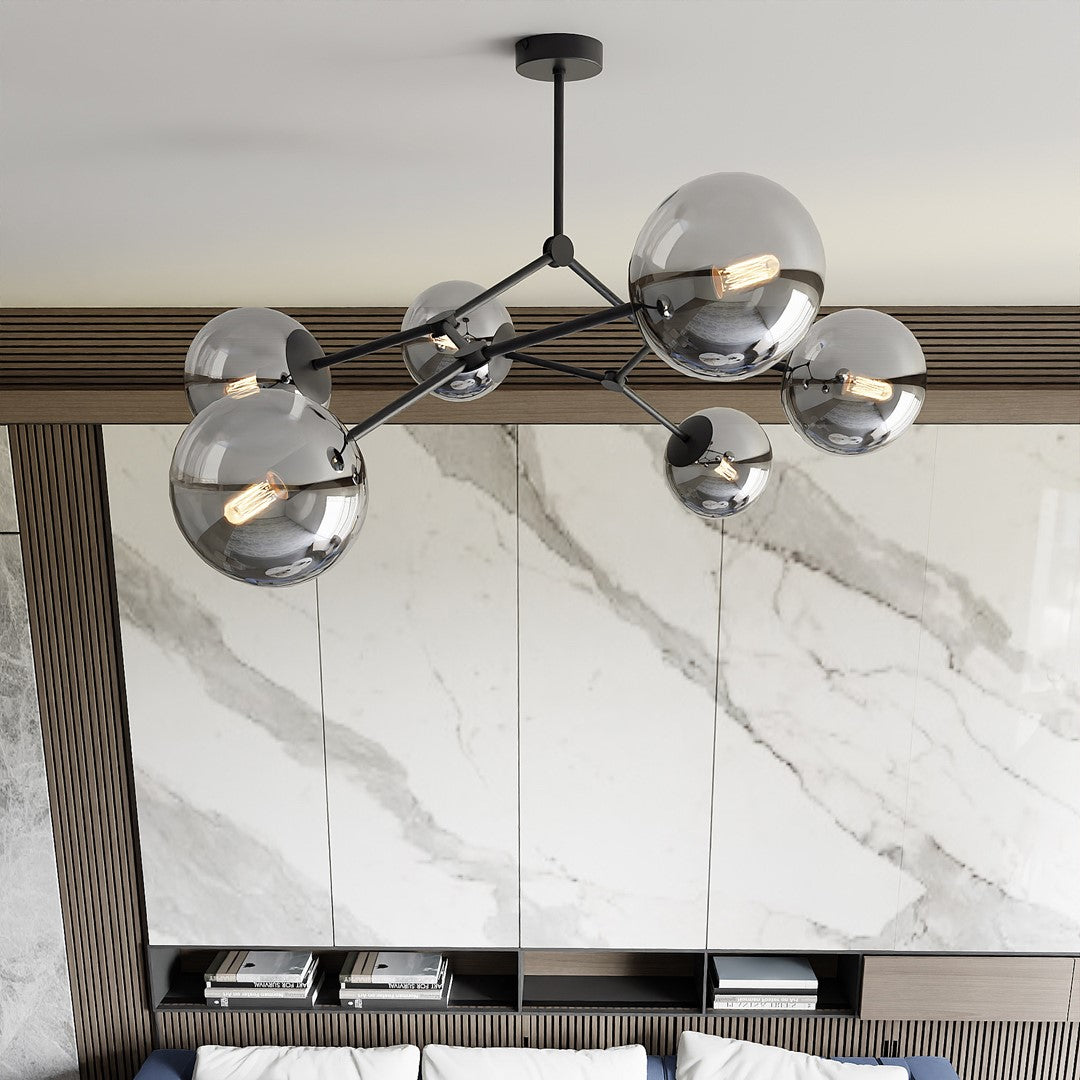 Space 6 Light Semi Flush Black & Graphite