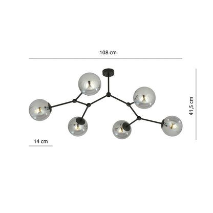 Space 6 Light Semi Flush Black & Graphite