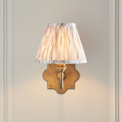 Anvil Curve Antique Brass Wall Light with Neutral Ikat Shade