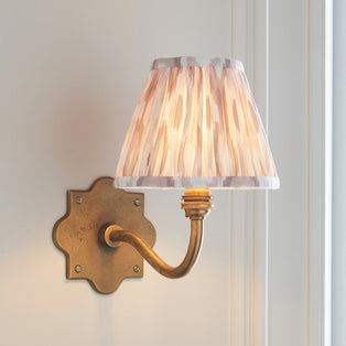 Anvil Curve Antique Brass Wall Light with Neutral Ikat Shade