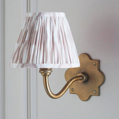 Anvil Curve Antique Brass Wall Light with Neutral Ikat Shade