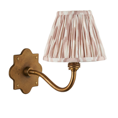 Anvil Curve Antique Brass Wall Light with Neutral Ikat Shade