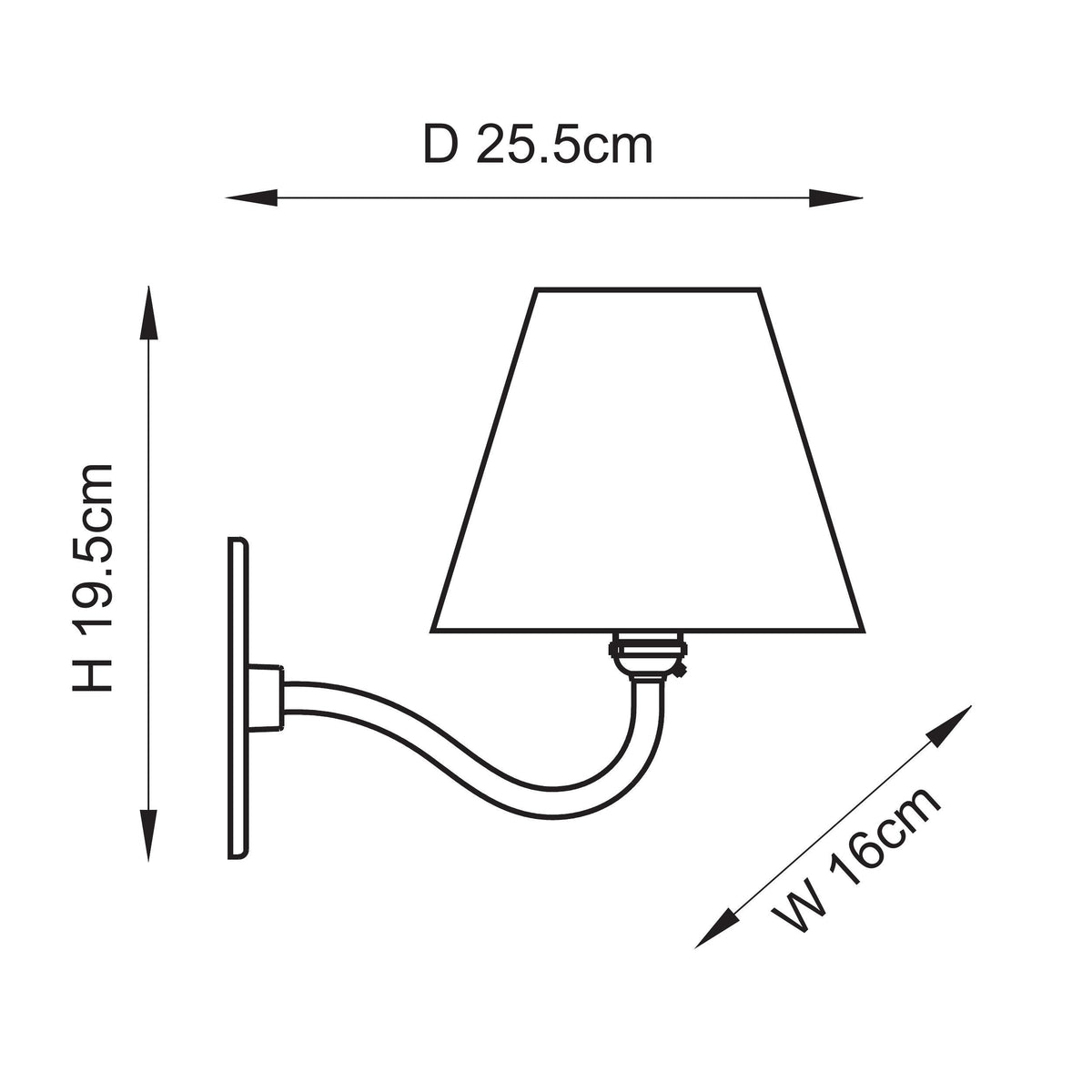 Anvil Curve Antique Brass Wall Light with Neutral Ikat Shade