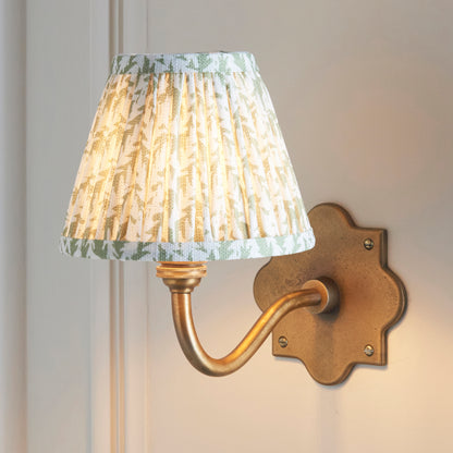 Anvil Curve Antique Brass Wall Light with Green Leaf Shade
