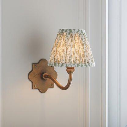 Anvil Curve Antique Brass Wall Light with Green Leaf Shade