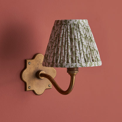 Anvil Curve Antique Brass Wall Light with Green Leaf Shade