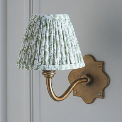 Anvil Curve Antique Brass Wall Light with Green Leaf Shade