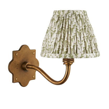 Anvil Curve Antique Brass Wall Light with Green Leaf Shade