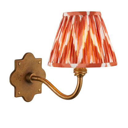 Anvil Curve Antique Brass Wall Light with Orange Zigzag Shade