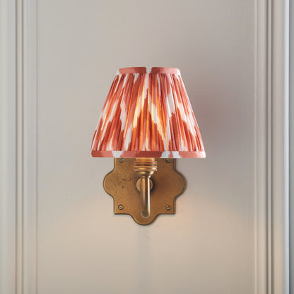 Anvil Curve Antique Brass Wall Light with Orange Zigzag Shade