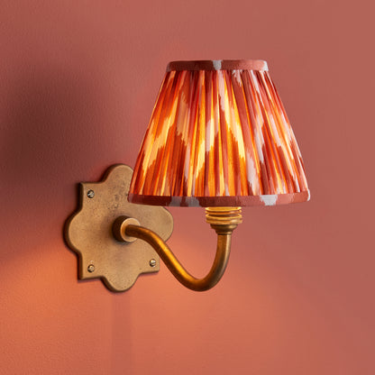 Anvil Curve Antique Brass Wall Light with Orange Zigzag Shade