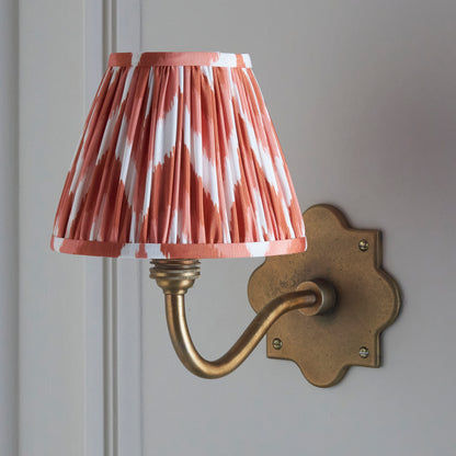 Anvil Curve Antique Brass Wall Light with Orange Zigzag Shade