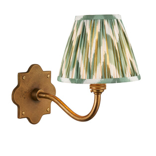 Anvil Curve Antique Brass Wall Light with Green Zigzag Shade