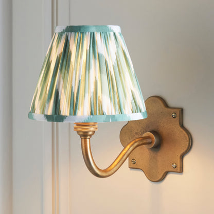 Anvil Curve Antique Brass Wall Light with Green Zigzag Shade