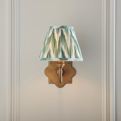 Anvil Curve Antique Brass Wall Light with Green Zigzag Shade