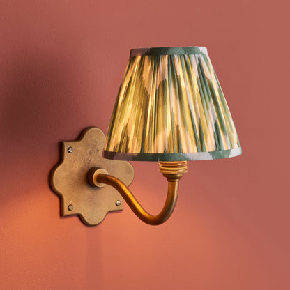 Anvil Curve Antique Brass Wall Light with Green Zigzag Shade