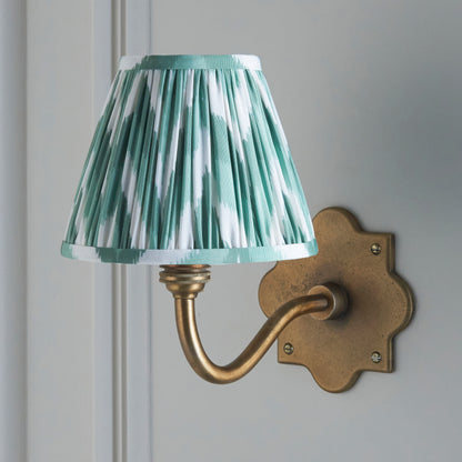 Anvil Curve Antique Brass Wall Light with Green Zigzag Shade