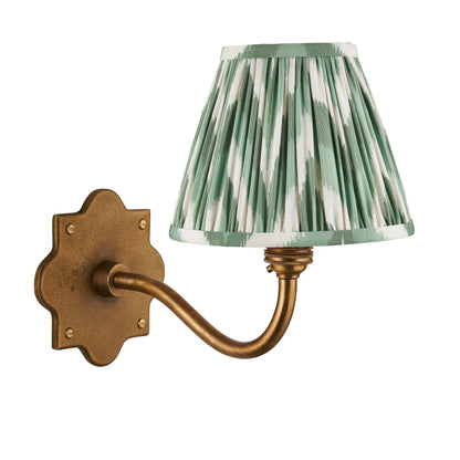Anvil Curve Antique Brass Wall Light with Green Zigzag Shade