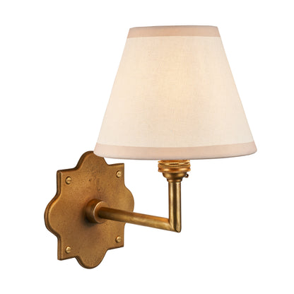 Anvil Angle Antique Brass Wall Light with Vintage White Shade