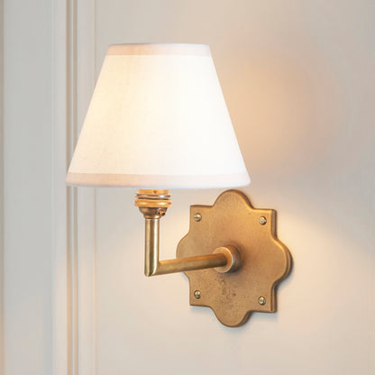 Anvil Angle Antique Brass Wall Light with Vintage White Shade
