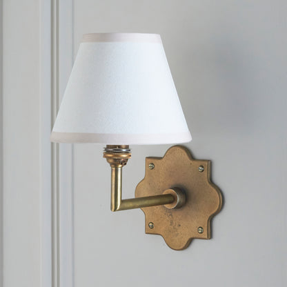 Anvil Angle Antique Brass Wall Light with Vintage White Shade