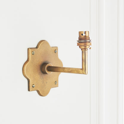 Anvil Angle Antique Brass Wall Light with Vintage White Shade
