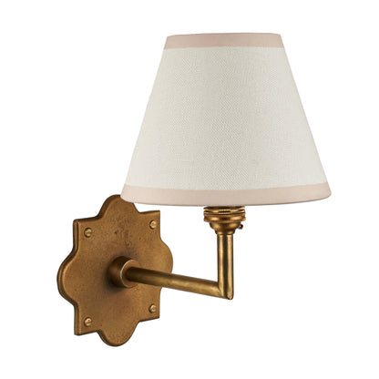 Anvil Angle Antique Brass Wall Light with Vintage White Shade
