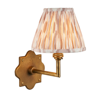 Anvil Angle Antique Brass Wall Light with Neutral Ikat Shade