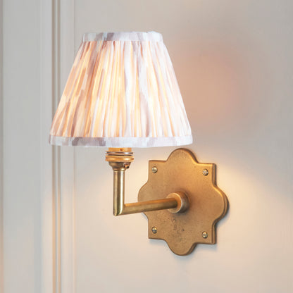 Anvil Angle Antique Brass Wall Light with Neutral Ikat Shade