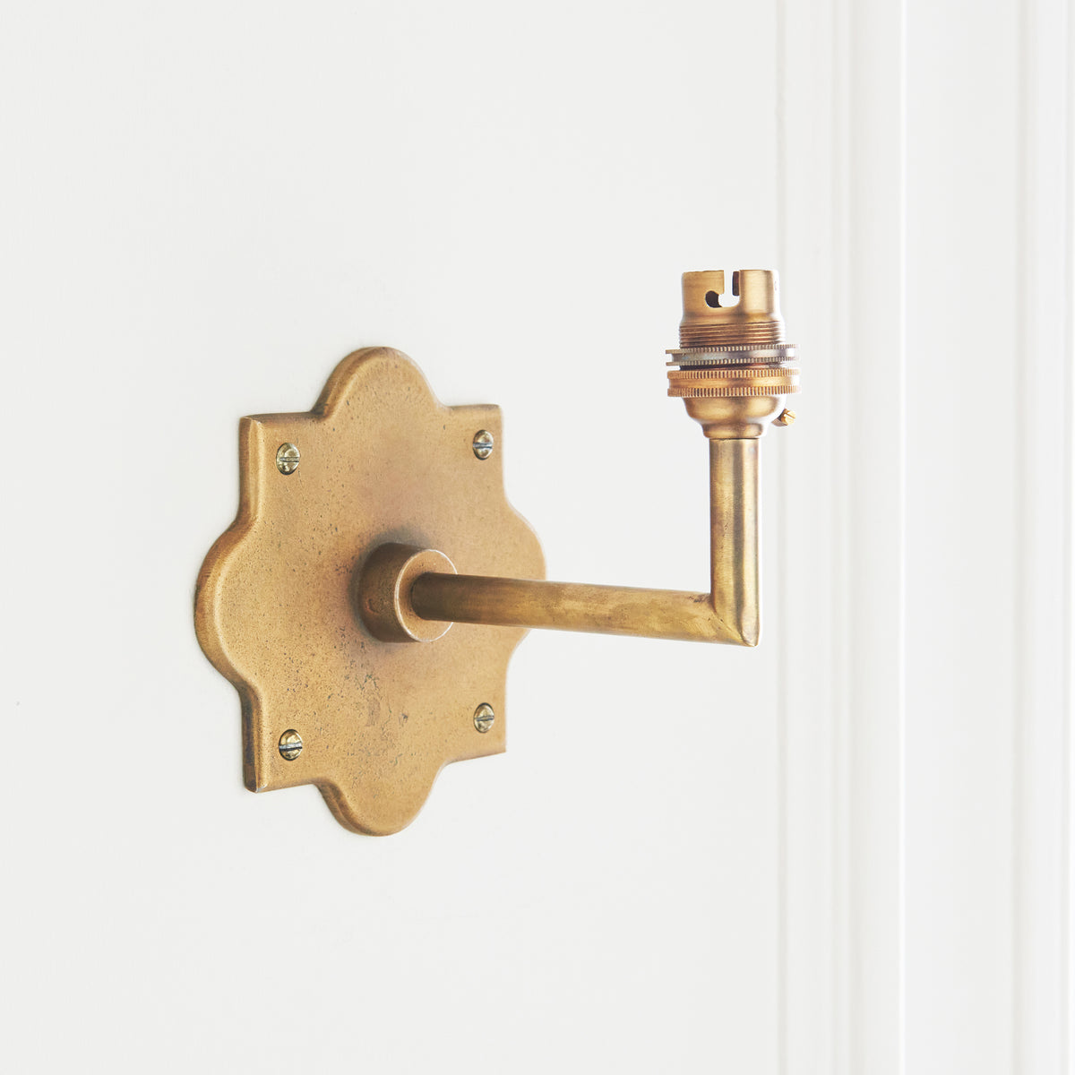 Anvil Angle Antique Brass Wall Light with Green Leaf Shade
