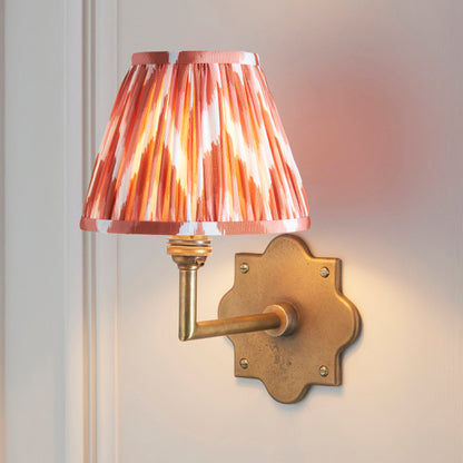 Anvil Angle Antique Brass Wall Light with Orange Zigzag Shade