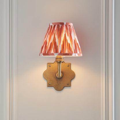 Anvil Angle Antique Brass Wall Light with Orange Zigzag Shade