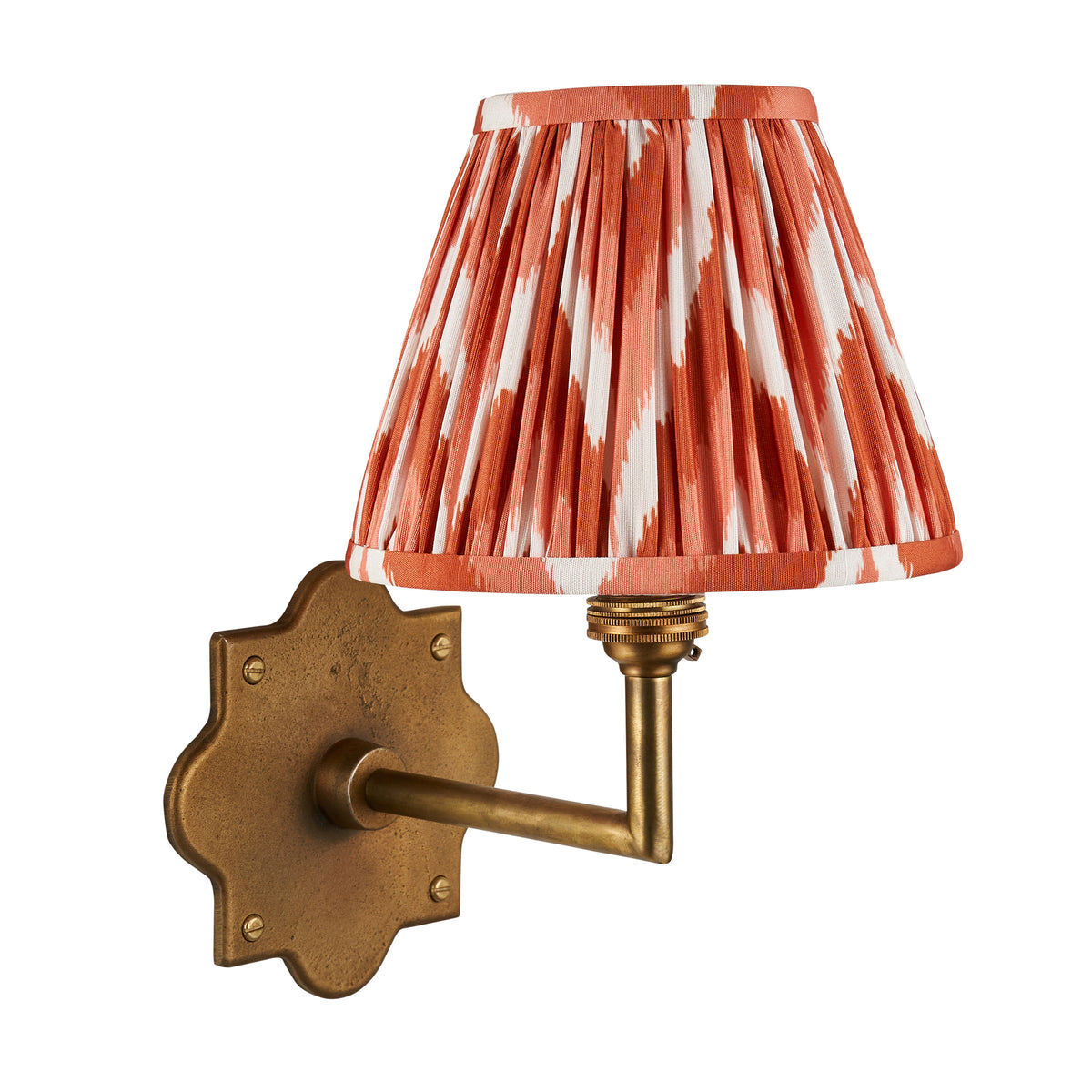 Anvil Angle Antique Brass Wall Light with Orange Zigzag Shade