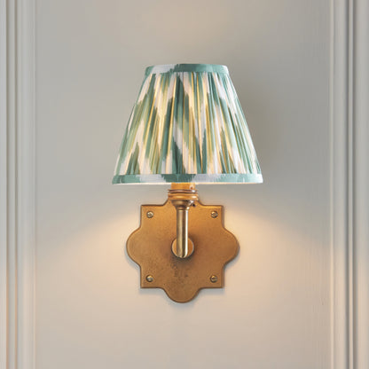 Anvil Angle Antique Brass Wall Light with Green Zigzag Shade