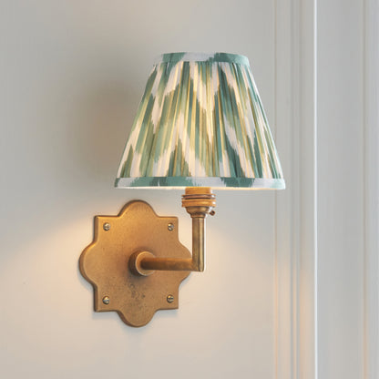 Anvil Angle Antique Brass Wall Light with Green Zigzag Shade