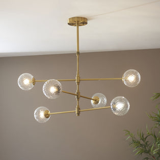 Vitali 6 Light Brass & Glass Pendant Ceiling Light