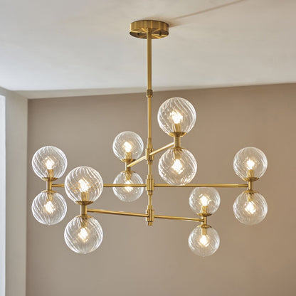 Vitali 12 Light Brass & Glass Pendant Ceiling Light