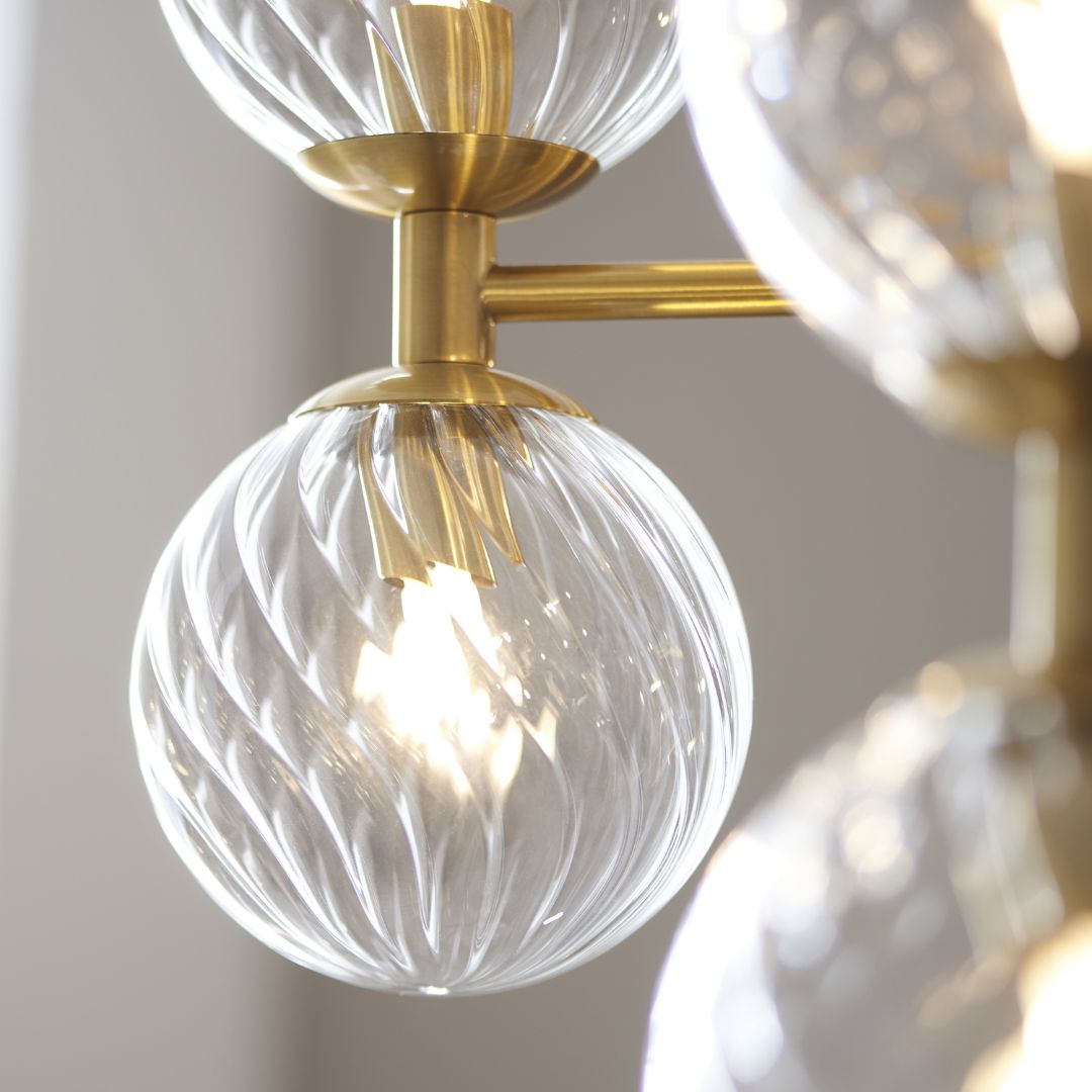 Vitali 12 Light Brass & Glass Pendant Ceiling Light