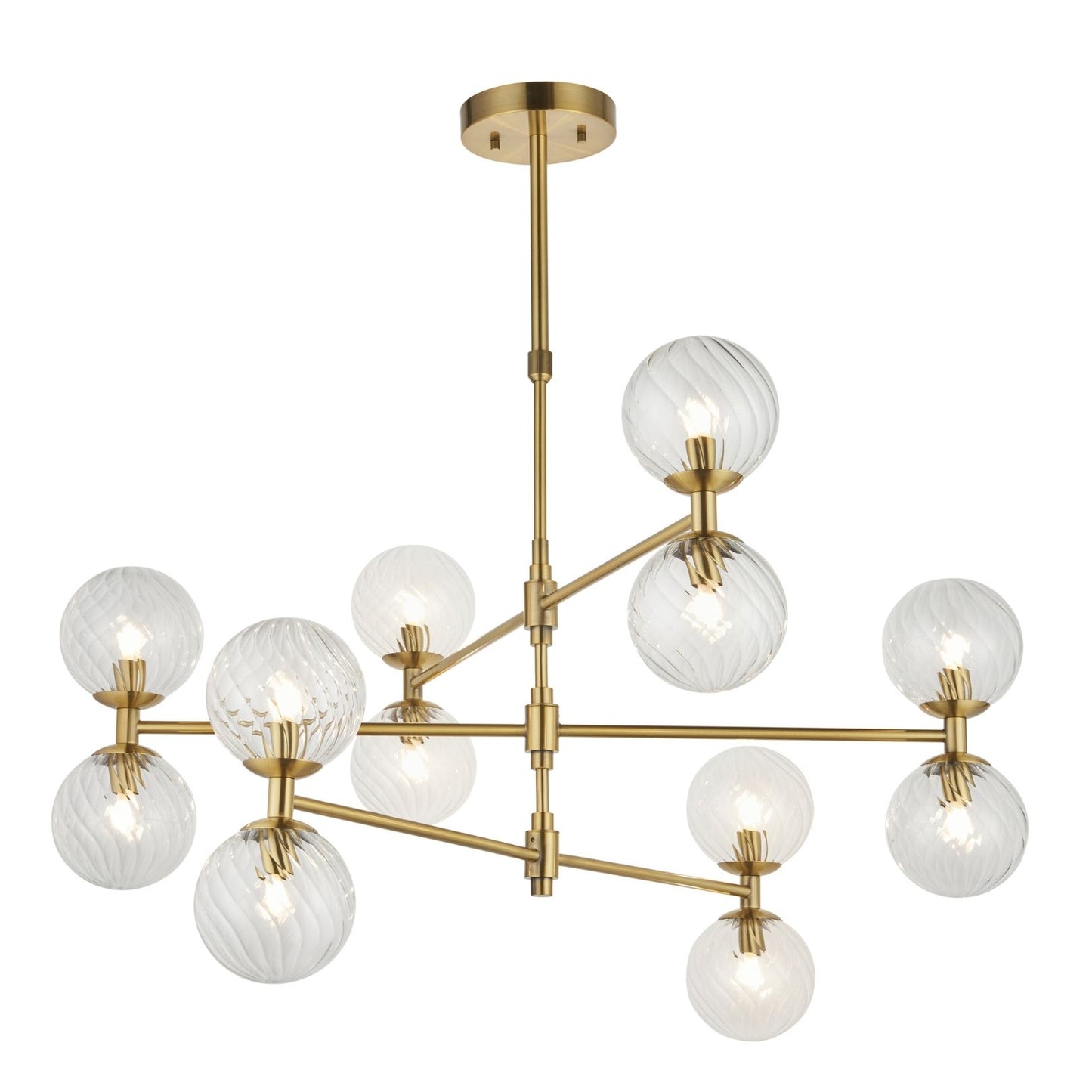 Vitali 12 Light Brass & Glass Pendant Ceiling Light