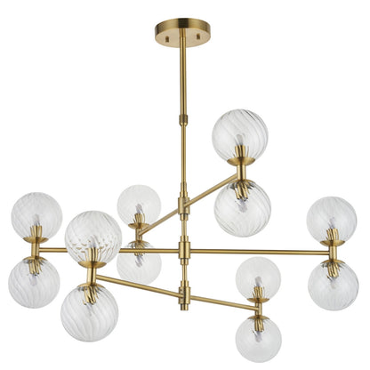 Vitali 12 Light Brass & Glass Pendant Ceiling Light